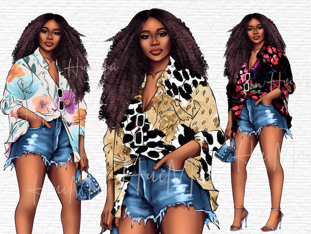 Black Woman Clip Art Fashion Black Girl Clipart Afro Girl Illustration ...