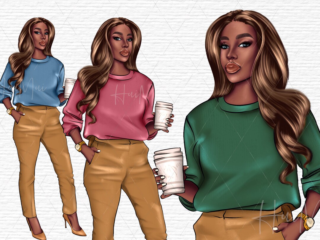 Black Woman Clipart Illustration, Fashion Girl Clipart, Diva Face ...