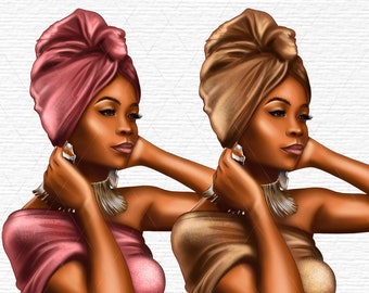 Fashion Girl ClipArt, African American Clipart PNG files,  Black Girl Clipart, Feminine Digital Stickers