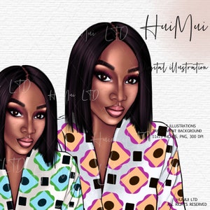 African American Clipart, Black Women, Fashion girl clipart, Digital Planner Stickers, Afro girls clipart, African women illustration