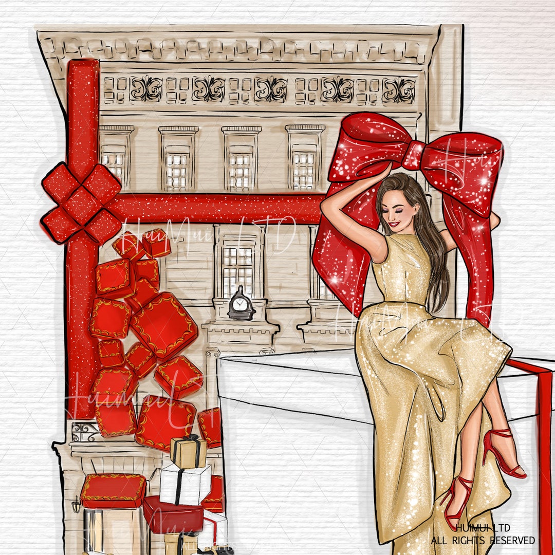 Christmas Fashion Girl Clip Art, Christmas Scene, Planner Girl Clip Art ...