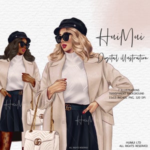 Woman Clipart, Fashion Clipart, Blond Girl Clipart, Boss Clipart, Black woman illustration, Black Girl Digital Sticker, Black woman PNG