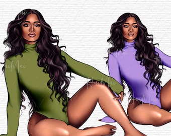 Clipart de mujeres afroamericanas, Black Girl Magic, Clipart de moda, Linda mujer afro, suministros de planificación digital de álbum de recortes, kit de pegatinas de planificador