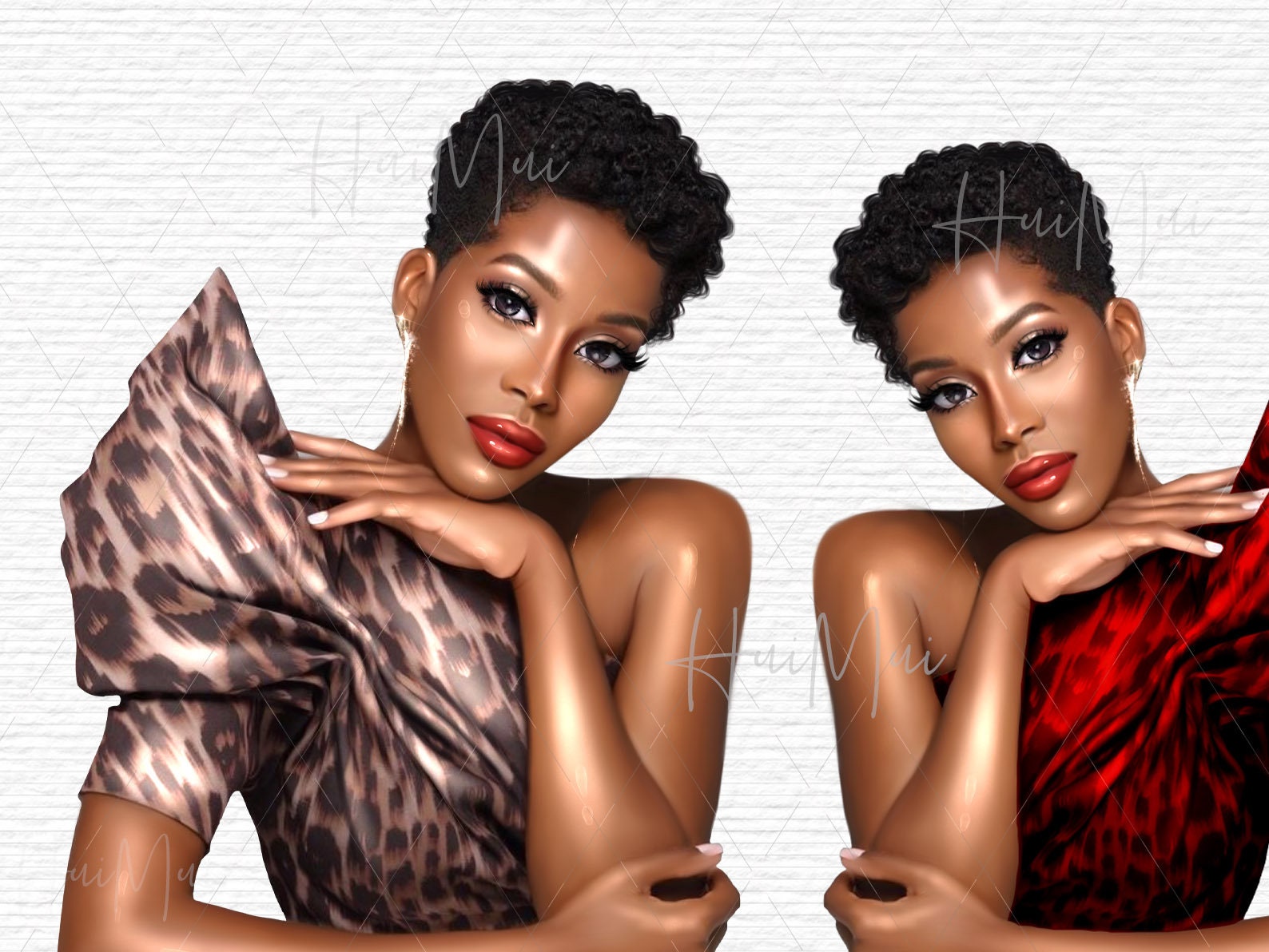 Boss Babe Clipart Short Curly Hair African American woman illustration Black Girl Fashion Art Image scrapbook digital planning PNG graphics