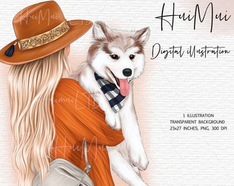 Höst Clip Art Kommersiellt bruk, Höstlöv Planner Clipart, Modeflicka, Stationery Designs Nedladdningar PNG Handritad Klistermärkesgrafik
