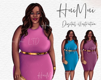 Black woman clipart, Black girl clipart, Black girl clipart bundle, african american clipart, fashion illustration PNG