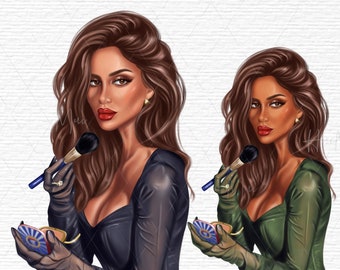 Makeup Clipart, Sexy Woman with red lipstick, Morning Evening routine Png, Fashion Clipart, Beauty Clipart, Makeup Girls, Sublimation design