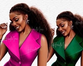 Zwarte vrouw clipart Afro-Amerikaanse clip art zwarte meisje clipart mode zwart portret clipart gezicht meisje baas zwarte kunst digitale download