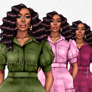 Black Girl Magic Clipart Cute Fashion Girl Sublimation Design Téléchargement numérique pour les fournitures de planificateur Afro Girl Magic Art Clip Art Commercial