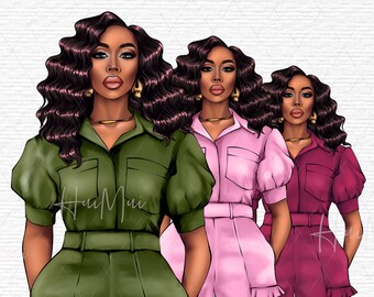 Black Girl Magic Clipart Linda moda chica sublimación diseño descarga digital para planificador suministros Afro Girl Magic Art Clip Art Comercial