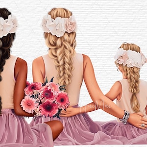 Mom clipart, Mother’s Day clipart, mother daughters clipart, family clipart, children clipart, Mum and little girl, children clipart PNG
