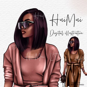 Fashion African American women with commerial licence, African woman png, Black Girl Magic, Digital stickers women clipart