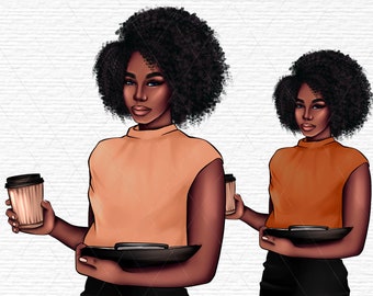 Herbst Clipart, Herbst, Fashion Girl Clipart, Fashion Illustration, Afro American Clipart, Afro Girls Clipart, Mode Clipart
