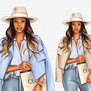 Aquarell Mode Clipart, Frühling Illustration, Planner Girl, Mode, Sofort Download PNG Datei