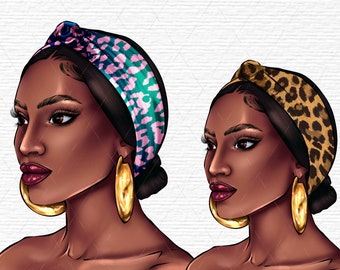 Afro girls clipart, Black woman face clipart, Black Boho fashion girl, Casual girl clipart, Fashion illustration PNG Cricut Silhouette