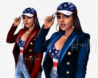 Happy 4th of July clipart Independence Day clipart Celebrate America Clipart Fashion Girls clip art America Clipart Patriotic Clipart PNG