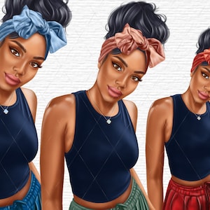 Fashion woman hand drawn, Transparent black woman image, Africa America woman png, planner girl clipart, African American clipart