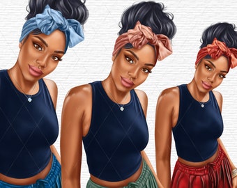 Fashion woman hand drawn, Transparent black woman image, Africa America woman png, planner girl clipart, African American clipart
