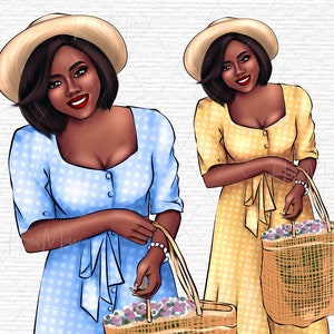 African american clipart Black skin woman PNG commercial use Black woman with hat clip art Black girl summer sublimation designs Afro woman