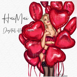 Valentinstag Clipart Verlobung Clipart PNG Live Mode Illustration Sexy Clip Art Aquarell Aufkleber Luftballons rosa rot