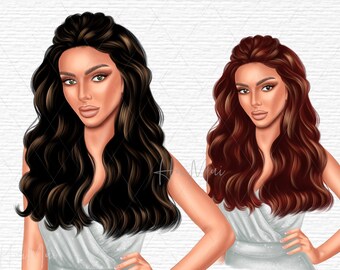 Moda Glam Girl Clipart Boss Babe clip art Girl Boss Planner PNG Lady boss descarga digital African American PNG uso comercial gratuito
