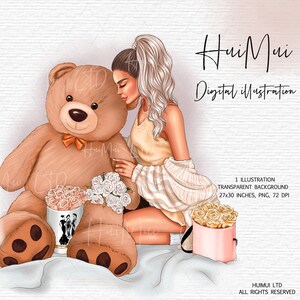 Teddy Bear toy clipart, Cute girl png, Woman Women, Fall Winter Spring Summer  illustration, Planner Girl downloadable printable file