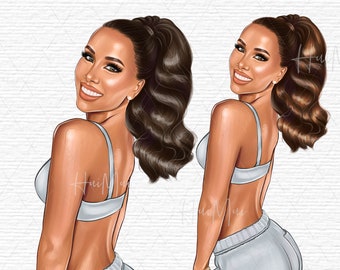 Sport girl clipart, Gym Casual, African American clipart, Afro girls, Fashion illustration, Digital Planner Stickers
