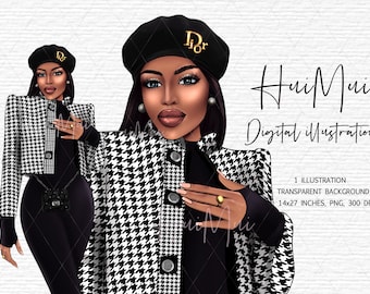 Black Girl Boss Clipart Curvy Girl Clipart African American Fashion Plus Size Clipart Black Woman Clipart Fashion Planner Clipart downloaden