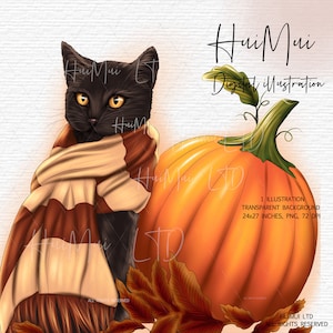 PUMPKIN Planner clipart PNG, fall autumn cat planner stickers kit, halloween planner clipart for journals, covers, planner dashboards