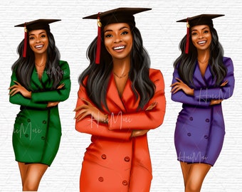 Graduation Clipart, Students Graduation, School Clipart, Graduating Girls Planner Stickers, College Senior PNG Fashion Illustrations