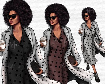 Black Girl Magic, Fashion Clipart, Cute Clipart, Afro American Clip Art, Afro Woman, Scrapbook digitale Planerbedarf, Planer Sticker
