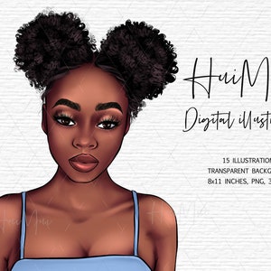 African American woman clipart Black Girl Magic Afro woman natural hair scrapbook digital planning supplies planner sticker kit graphics