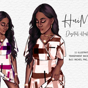 Fashion illustration African American Clipart Fashion Girl Clipart Black Girl Magic Clipart Black Woman PNG