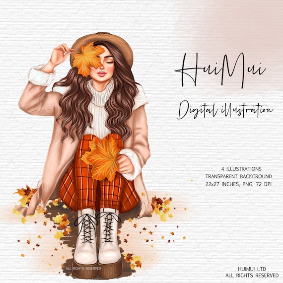Fall Clipart, Autumn, Fashion Girl Clipart, Fashion Illustration
