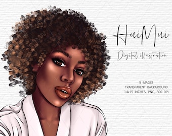 Clipart African American woman digital download Short Hair Black Girl Clip art Fashion Girl digital drawing Planner girl transparent PNG