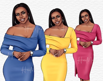 Fashion girl clipart, printable stickers, Printable clipart, fashion illustration clipart, clipart for planner with beautiful black divas