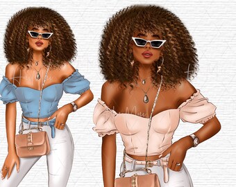 Clipart de moda aquarela, ilustração de menina outono outono, desenho digital planejador, moda, download instantâneo de arquivo PNG