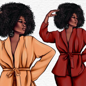Black Girl Boss Clipart, Curvy Girl Clipart, African American Fashion Plus Size Clipart, Black Woman Clipart, Fashion Planner Clipart