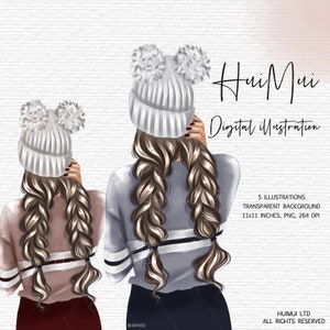 Sweater Weather clipart, Winter clipart, Autumn, Fashion girl clipart, Fashion illustration,  snowing weather fashion clipart PNG
