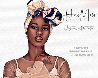 Fashion illustration, African American Clipart, Fashion Girl Clipart, Black Girl Magic Clipart, Black Woman PNG