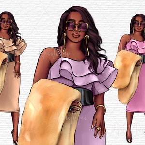 Fashion girl clipart, Fashion clipart, Fall girl clipart, Fall clipart, Black girl clipart, Black woman clipart, African American, Fall PNG