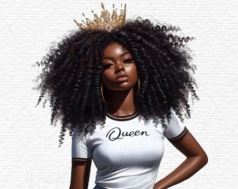 Donna con corona Regina nera PNG Clipart di moda ragazza Clipart di donne nere Magia di ragazza nera Clipart di regina afroamericana File png della regina