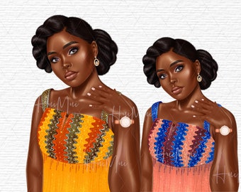 Digital Watercolor Illustration Fashion Black Woman Black Girl Clipart Digital Download Prinable Art Drawing Picture Png Files