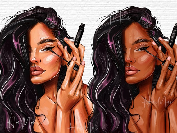 Make up clipart, Spa clipart, Beauty clipart, Woman with mascara and lipstick, make up addict clipart, cosmetics fashion clipart PNG