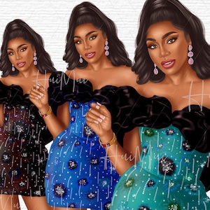Fashion Planner Diva Clipart, African Woman Digital Illustration, Afro women png, girl clipart, Africa Clipart, Procreate drawing