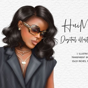 Boss lady clipart, Fashion girl clipart, Woman clipart, Fashion illustration, Boss babe clipart, African American clipart PNG