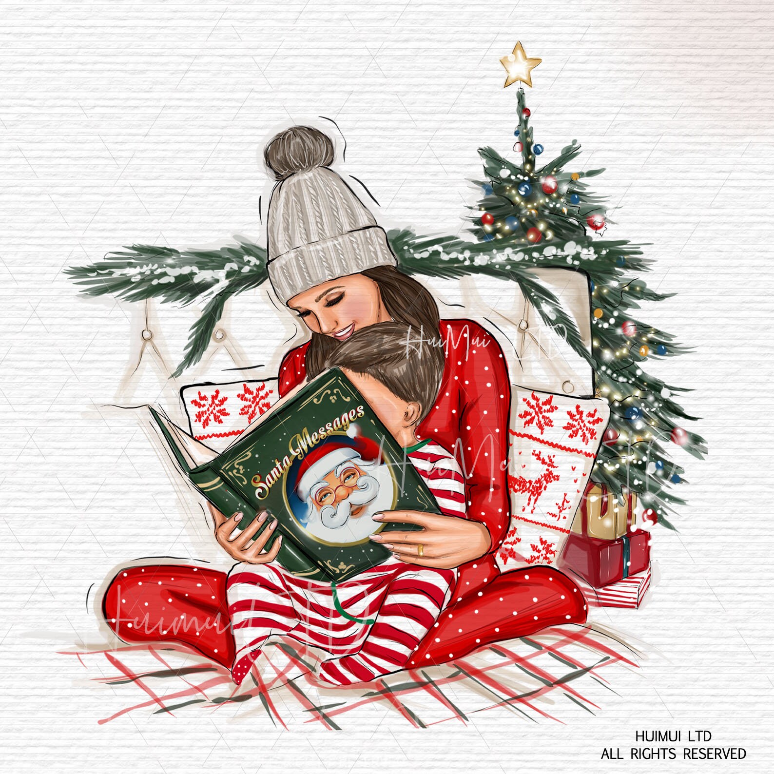 Mother and Son Clipart Christmas Clipart Santa Clipart - Etsy