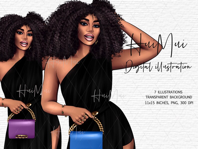 Black Girl Boss Dress Clipart Boss Babe PNG Black Woman Curly Hair ...