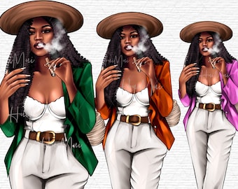 African American women png, Black Girl Magic, Fashion clipart, Afro woman natural hair, scrapbook digital art for planner stickers