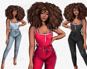 Melanin Shades Afro Woman Decal, Melanin Clipart, Melanin Stickers, African American Woman PNG Digital Illustration